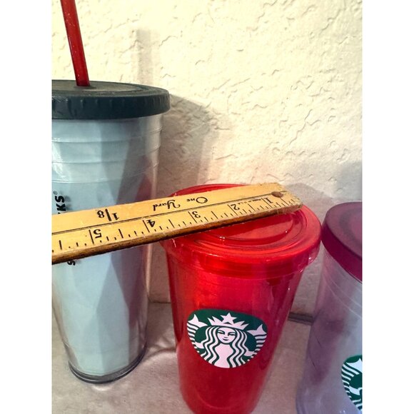 Starbucks 24 Oz Light Blue Diamond Pattern Tumbler With Lid & Red Straw - Picture 10 of 11